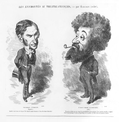Karikaturen van Vernouillet de Intrigant, en de Dappere Giboyer, de Journalist, uit 